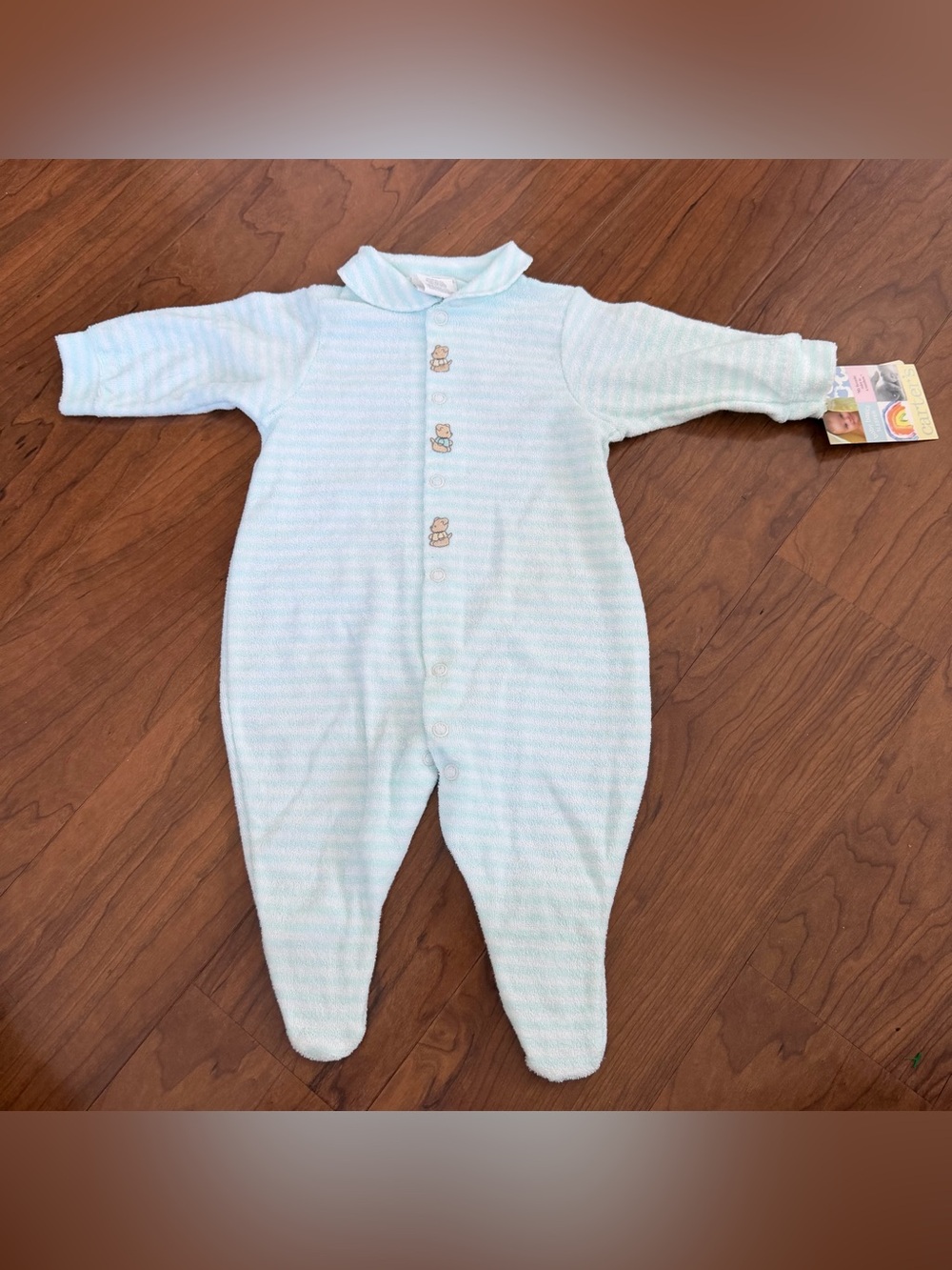 NWT Carter's Little Teddy Footed One Piece Sleeper Button Romper Size 0-3 Months